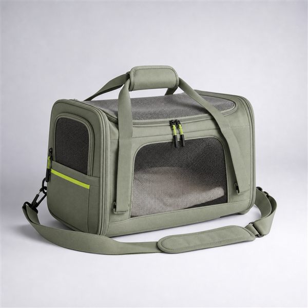 Sage green pet carrier